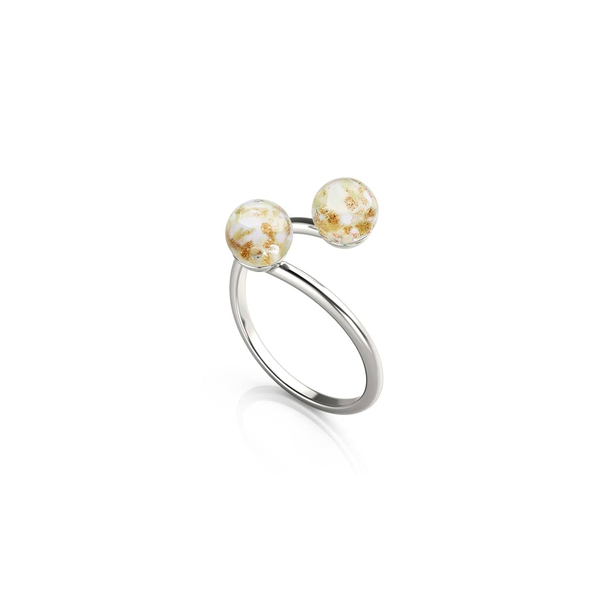 Elfenbein | 925er Sterlingsilber | Glühwürmchenglas | Unendlichkeits-Helix-Ring